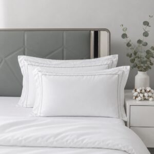 400TC white king bedsheet set styled in an elegant bedroom