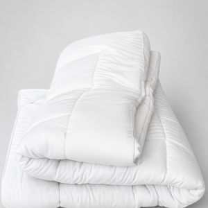 White Queen-size microfiber duvet insert with cotton cover