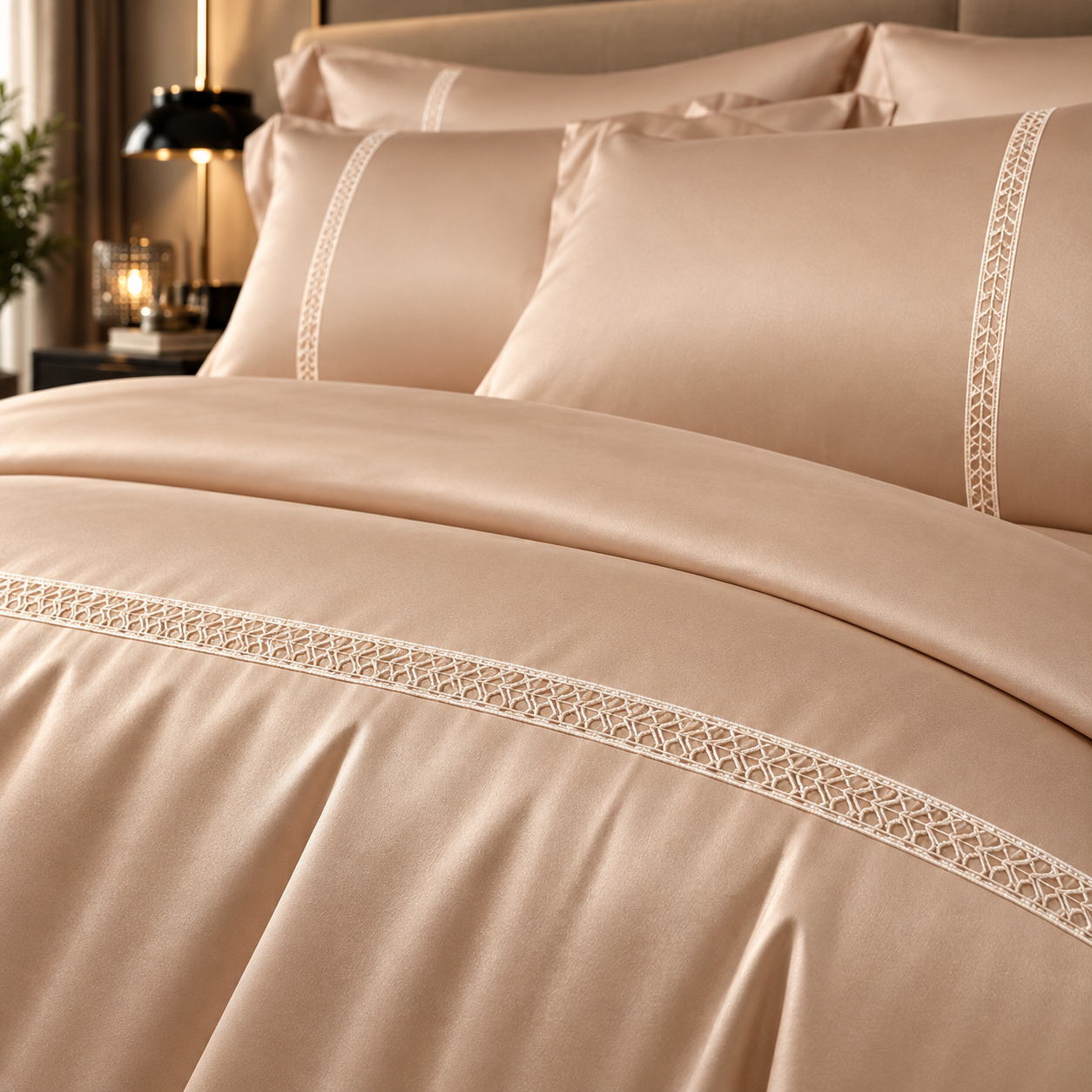 Peach duvet cover from the 800TC queen-size bedsheet set