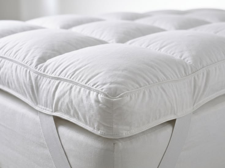 Close-up of the cotton cover on a King bed topper
